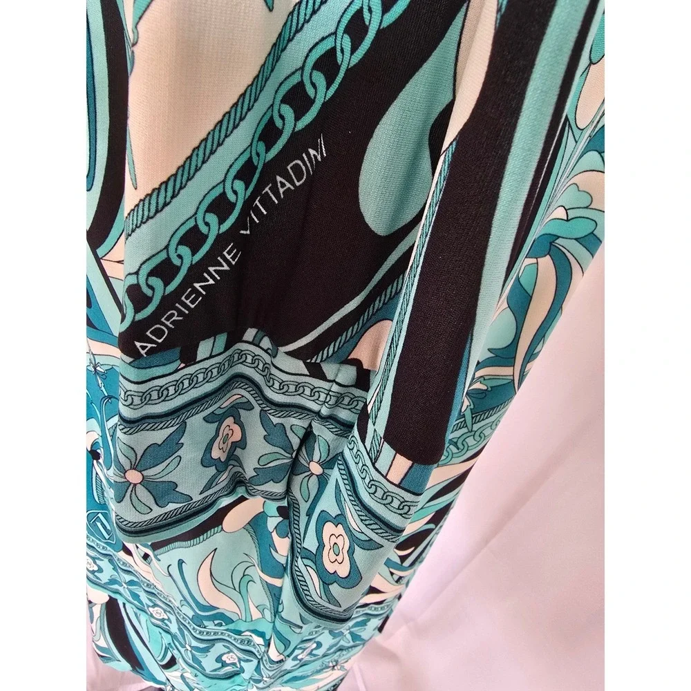 Adrienne Vittadini Women's XL‎ Blue Print Long Sleeve Dress - Picture 3 of 3